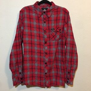 No Fear red button down plaid size XL